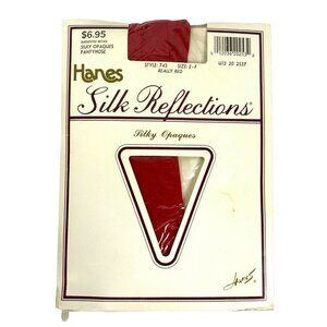 Hanes Silk Reflections Opaque Pantyhose Size E-F Really Red Vtg 1990